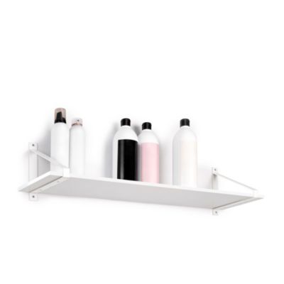 Emuca Jeu de supports pour étagères en bois Shelf avec forme triangulaire, Acier, Peint en blanc