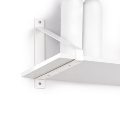 Emuca Jeu de supports pour étagères en bois Shelf avec forme triangulaire, Acier, Peint en blanc