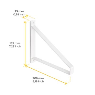 Emuca Jeu de supports pour étagères en bois Shelf avec forme triangulaire, Acier, Peint en blanc