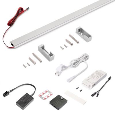 Emuca Kit barre pour armoire Luxe, ruban LED 4,5x8 Neonlynx V, détecteur de mouvement RF Smart et convertisseur Smart (24V DC),