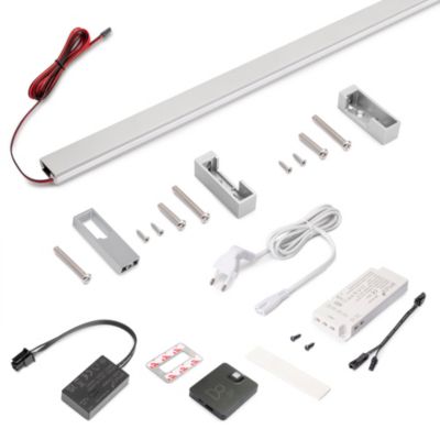 Emuca Kit barre pour armoire Luxe, ruban LED 4,5x8 Neonlynx V, détecteur de mouvement RF Smart et convertisseur Smart (24V DC),