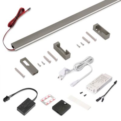 Emuca Kit barre pour armoire Luxe, ruban LED 4,5x8 Neonlynx V, détecteur de mouvement RF Smart et convertisseur Smart (24V DC),