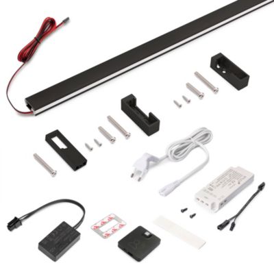 Emuca Kit barre pour armoire Luxe, ruban LED 4,5x8 Neonlynx V, détecteur de mouvement RF Smart et convertisseur Smart (24V DC),