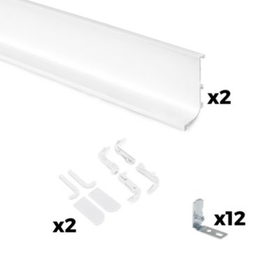Emuca Kit de 2 profils supérieurs Gola pour meubles de cuisine, longueur 2,35m, avec accessoires, Aluminium, peint blanc.