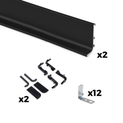 Emuca Kit de 2 profils supérieurs Gola pour meubles de cuisine, longueur 2,35m, avec accessoires, Aluminium, Peint en noir