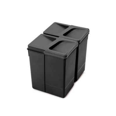 Emuca Kit de bacs de tri sélectif pour tiroirs de cuisine Recycle hauteur 266mm, 2x7litres, Plastique, Noir