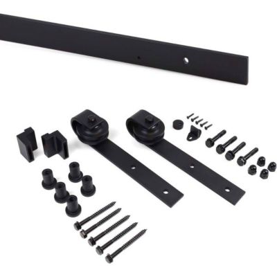 Emuca Kit de quincaillerie pour porte coulissante suspendue en bois de Barn, Sans fermeture souple, panneaux non inclus, Acier et
