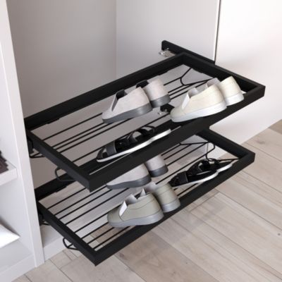 Emuca Kit de rangement de chaussures en métal avec cadre avec coulisses à fermeture souple pour armoire, réglable, module 800mm,