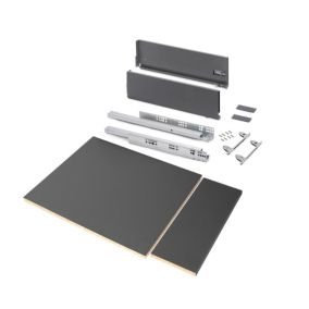 Emuca Kit de tiroirs pour cuisine ou salle de bains Vertex, hauteur 178mm, avec panneaux inclus, module 450mm, Gris antracite