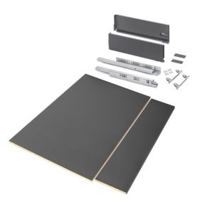 Emuca Kit de tiroirs pour cuisine ou salle de bains Vertex, hauteur 178mm, avec panneaux inclus, module 900mm, Gris antracite