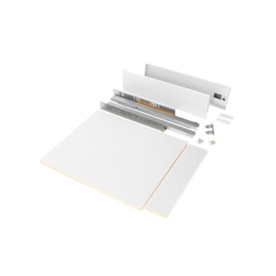 Emuca Kit de tiroirs pour cuisine ou salle de bains Vertex, hauteur 93mm, avec panneaux inclus, module 450mm, peint en blanc