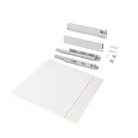 Emuca Kit de tiroirs pour cuisine ou salle de bains Vertex, hauteur 93mm, avec panneaux inclus, module 600mm, Peint en blanc