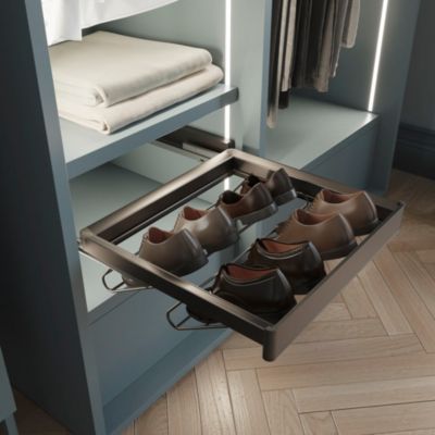 Emuca Kit tiroir à chaussures et rack ajustable Quartz pour armoires, glissières extension totale et à fermeture douce, Module
