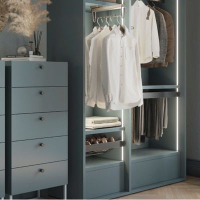 Emuca Kit tiroir à chaussures et rack ajustable Quartz pour armoires, glissières extension totale et à fermeture douce, Module