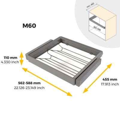Emuca Kit tiroir à chaussures et rack ajustable Quartz pour armoires, glissières extension totale et à fermeture douce, Module