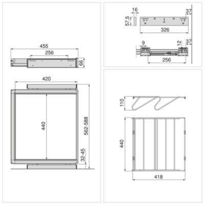 Emuca Kit tiroir à chaussures et rack ajustable Quartz pour armoires, glissières extension totale et à fermeture douce, Module