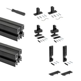 Emuca Lot de 2 cadres Zero avec quincaillerie et profilés pour montage au sol et au mur avec niveleur rectangulaire, Aluminium et
