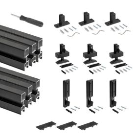 Emuca Lot de 3 cadres Zero avec quincaillerie et profilés pour montage au sol et au mur avec niveleur rectangulaire, Aluminium et
