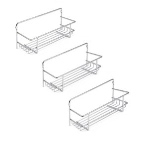 Emuca Lot de 3 supports à épices pour meubles de cuisine Supra, Acier, Chrome