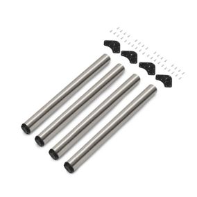 Emuca Lot de 4 pieds de table, diamètre 60mm, H 710mm, Acier, Nickel satiné