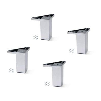 Emuca Lot de 4 pieds pour meuble Alumix 1, hauteur 100mm, Plastique, chromé