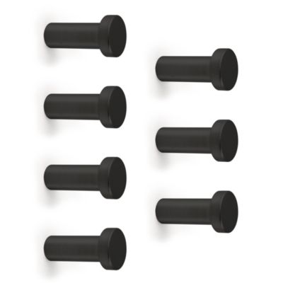 Emuca Lot de 7 crochets muraux Wellington, Zamak, Peint en noir