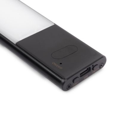 Emuca Luminaire LED Kaus Black rechargeable par usb avec capteur tactile, 600mm, Peint en noir, Plastique et Aluminium