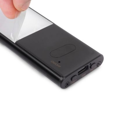 Emuca Luminaire LED Kaus Black rechargeable par usb avec capteur tactile, 600mm, Peint en noir, Plastique et Aluminium