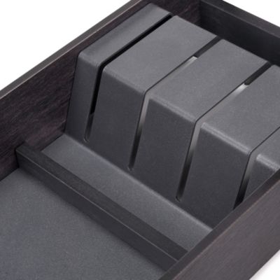 Emuca Orderbox Porte-couteau pour tiroir, 150x470mm, Acier et Bois, Gris antracite