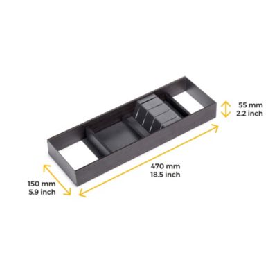 Emuca Orderbox Porte-couteau pour tiroir, 150x470mm, Acier et Bois, Gris antracite