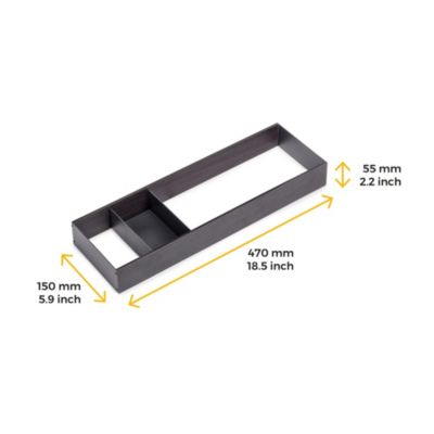 Emuca Orderbox Rangement de tiroir, 150x470mm, Acier et Bois, Gris antracite