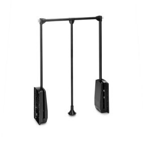 Emuca Penderie rabattable pour armoire Hang, 450 - 600, Peint en noir, Acier et Plastique.