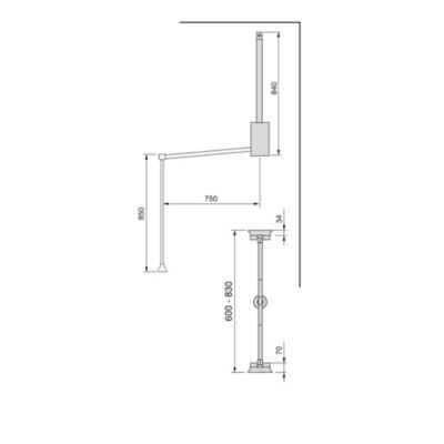 Emuca Penderie rabattable pour armoire Hang, 600 - 830, Peint en moka, Acier et Plastique.