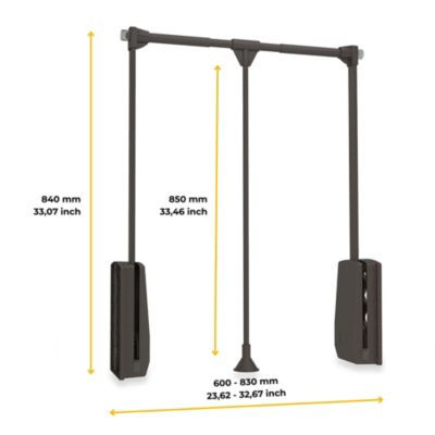 Emuca Penderie rabattable pour armoire Hang, 600 - 830, Peint en moka, Acier et Plastique.