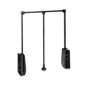 Emuca Penderie rabattable pour armoire Hang, 600 - 830, Peint en noir, Acier et Plastique.