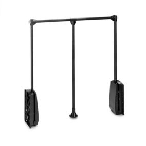 Emuca Penderie rabattable pour armoire Hang, 830 - 1150, Peint en noir, Acier et Plastique.