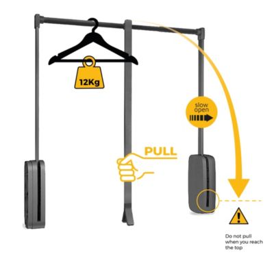 Emuca Penderie rabattable pour armoire Sling, 830 - 1150, Titane   , Acier et Plastique.