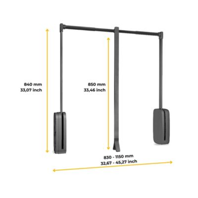 Emuca Penderie rabattable pour armoire Sling, 830 - 1150, Titane   , Acier et Plastique.