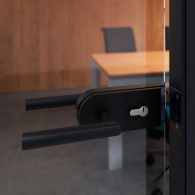 Emuca Poignées pour serrures de portes de verre pour intérieur, Modèle en L-R, Aluminium, Noir