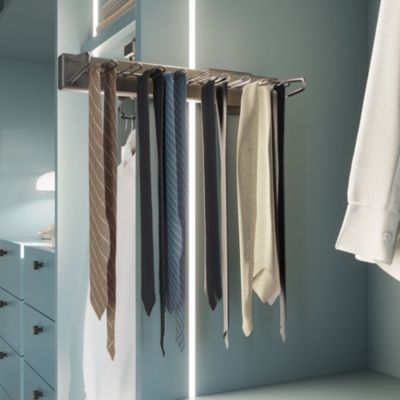 Emuca Porta cravates latéral extractible Quartz, Plastique et Aluminium, Titane