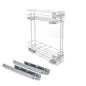 Emuca Porte-bouteilles latéral extractible Supra avec fermeture amortie, module 150mm, Acier, Peint aluminium