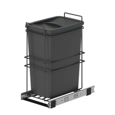 Emuca Poubelle de recyclage Recycle pour cuisine, 35 L, fixation par le bas et extraction manuelle, Plastique gris antracite