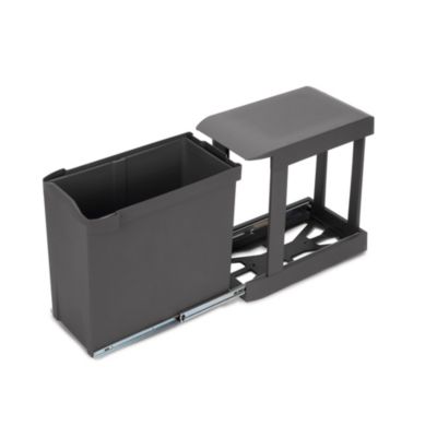 Emuca Poubelles de recyclage pour la cuisine, 1 x 30L, fixation inférieure et extraction automatique, Acier et Plastique, Gris