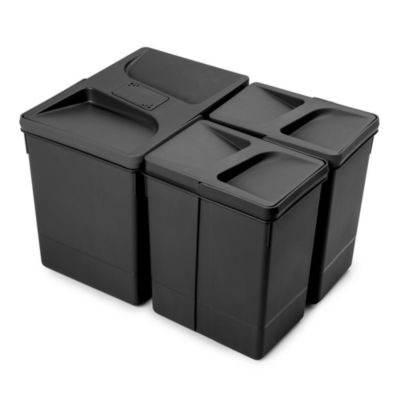 Emuca Poubelles pour tiroir de cuisine Recycle avec couvercle anti-odeurs, Hauteur 266, 1x15litres, 2x7litres, Plastique, Noir