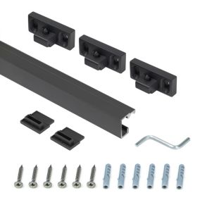 Emuca Profil pour suspendre les accessoires de cuisine Titane, longueur 1.1m, aluminium et zamak, gris anthracite
