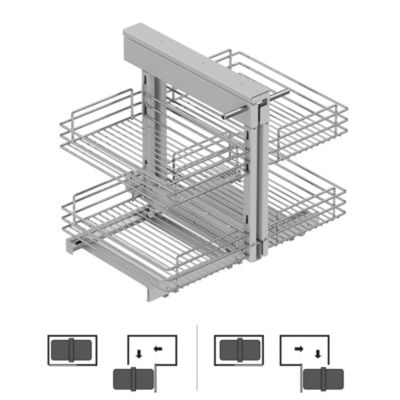 Emuca Système d'angle extractible pour meuble de cuisine Suprastar, acier, chrome