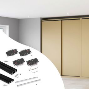 Emuca Système de montage en surface Flow 2 en kit pour une armoire avec 2 portes coulissantes en bois avec fermeture souple.
