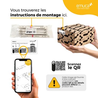 Emuca Tiroir extérieur Protone 30kg , coulisses à sortie totale et fermeture amortie, hauteur 178mm, profondeur 450mm, Acier,