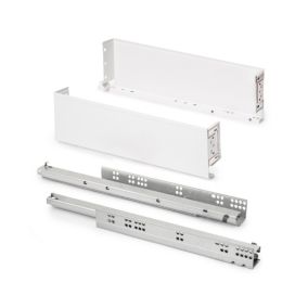 Emuca Tiroir extérieur Simplex 25kg hauteur 122mm, profondeur 490mm, acier, peint en blanc