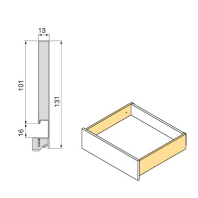 Emuca Tiroir extérieur Vertex avec réglages 3D hauteur 131mm, 40kg, épaisseur de panneau de 18mm, profondeur 400mm, Acier, Gris